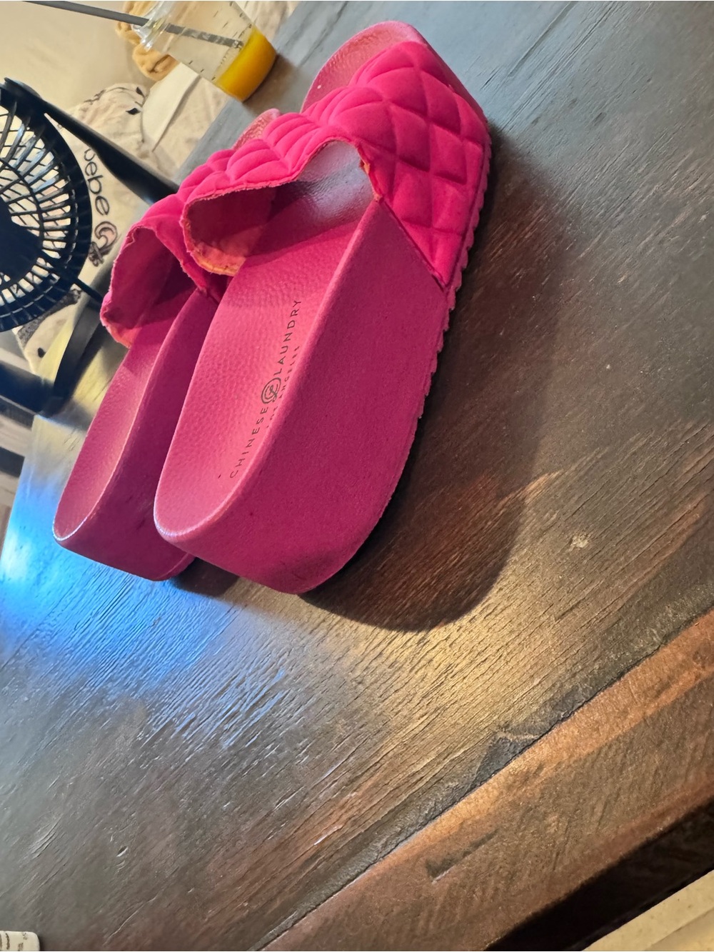 Chinese Laundry Quilted Neon Pink Slide Sandals - Picture 5 of 5